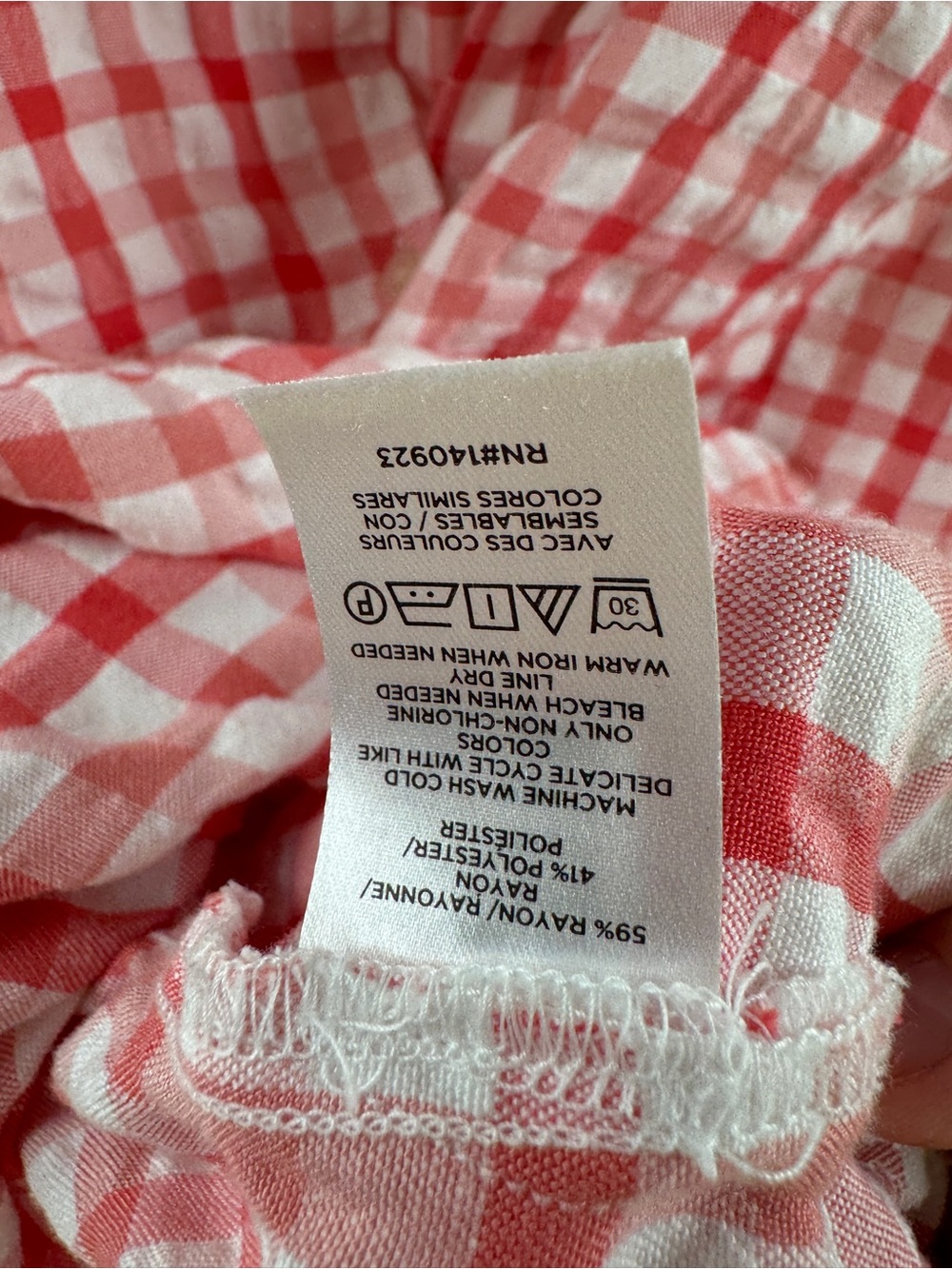 LOFT Red Gingham Button Down Top Women's Small Tie Front Blouse - Picture 6 of 9
